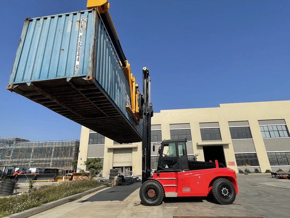 forklift with container spreader